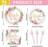 96Pcs Bridal Shower Party Decorations Floral Bride to Be Paper