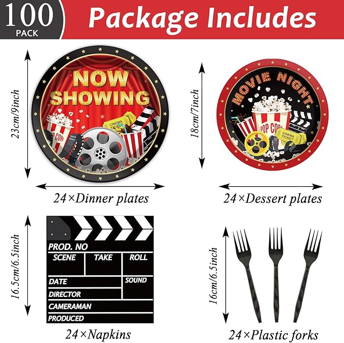 Movie Night Party Plates Movie Themed Paper Tableware Now Showing