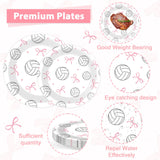 96PCS Volleyball and Bow Party Paper Plates and Napkins for Sports