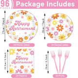 96Pcs Retirement Party Supplies Happy Retirement Plates and Napkins