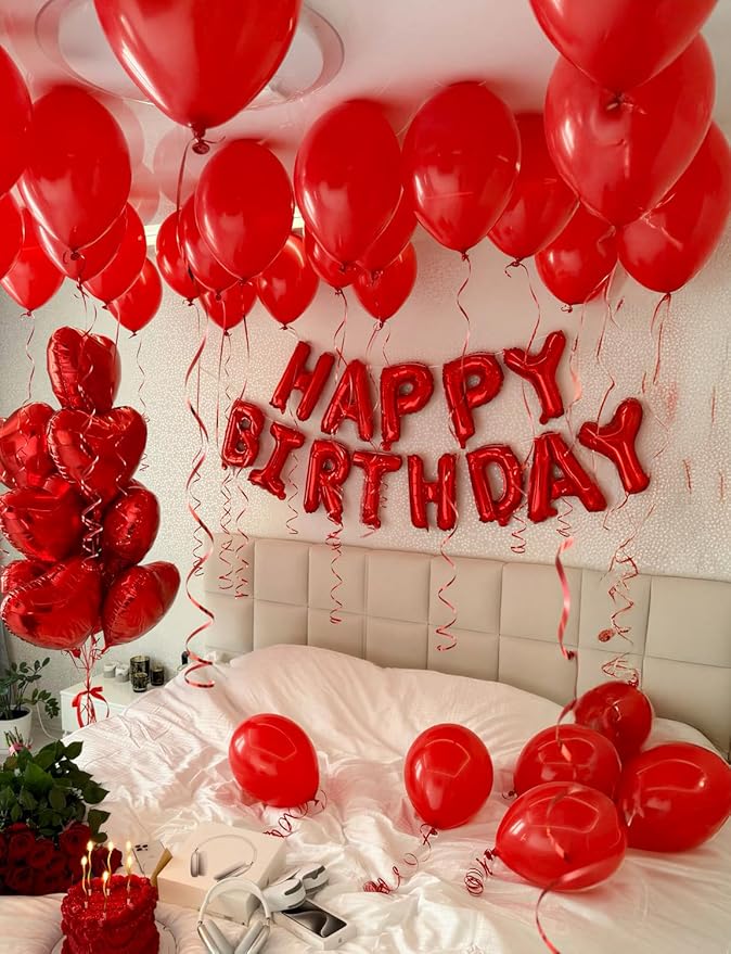 Valentines Day Decorations Set Red Heart Balloons with Love Balloon