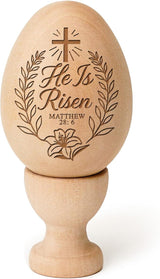 Easter Basket Stuffers He is Risen Wooden Egg Decoration Christian