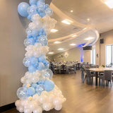 Pastel Blue White Balloons Garland Arch Kit, 104PCS Double Stuffed