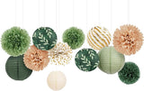 AOBKIAT Wedding Party Decorations Set,12PCS Olive Green Sage Paper