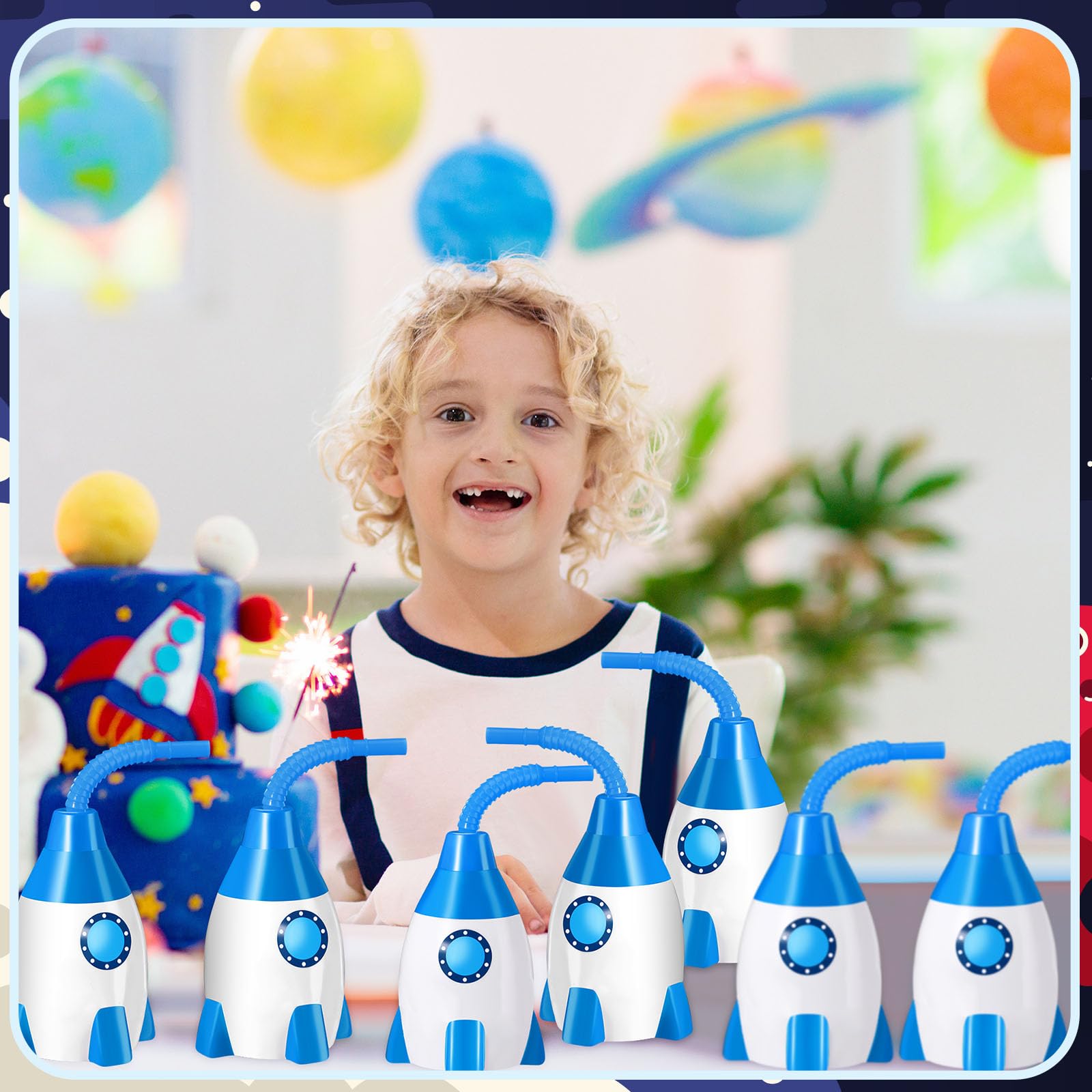 Space Cups Bulk Plastic Rocket Shape Cups 4.3 x 3.2 inch 24pk
