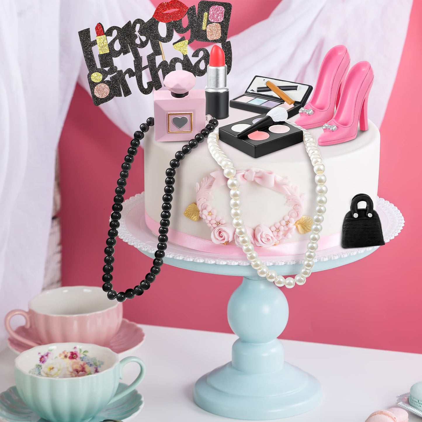 Chunful 9 Pcs Makeup Cake Topper Makeup Birthday Party Decorations 3D