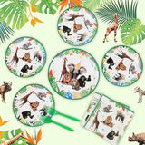 96Pcs Jungle Birthday Party Plates and Napkins Safari Animals Themed