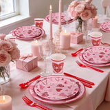 Valentine's Day Party Decorations Plates Red Heart themed Disposable