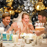 137Pcs Black Gold and Silver Balloons Garland Arch Kit with Stars - 5