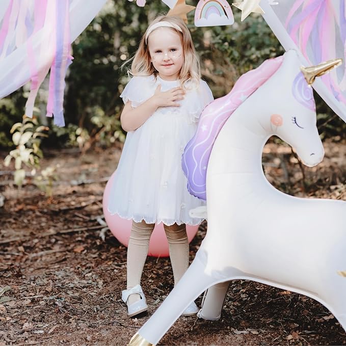 Giant Standing Unicorn Balloon PartyDeco 37.5x34 Inch Stylish White