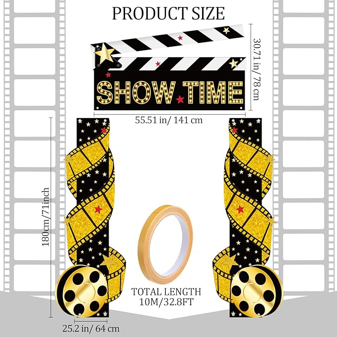 3 Pcs Casino Movie Night Porch Sign Banner Movie Theater Theme Party