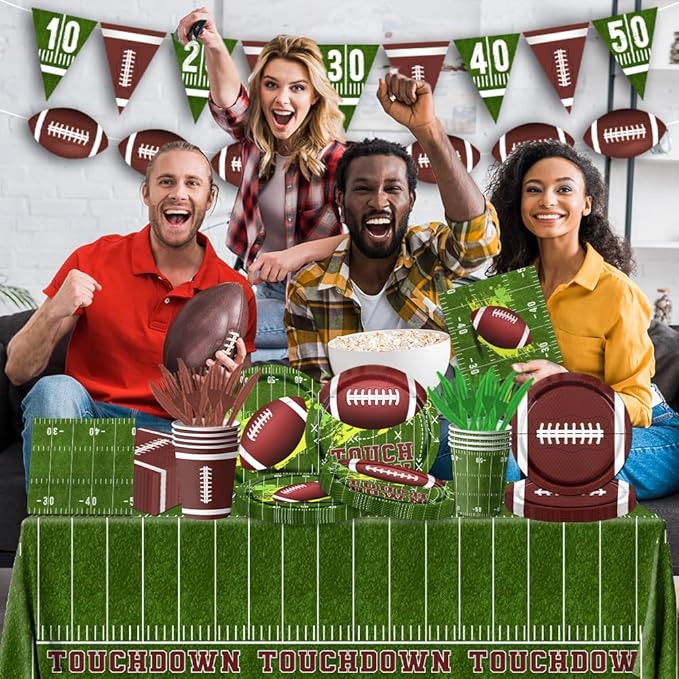 178Pcs Football Party Supplies Tableware Kit Serve 25 Football Party