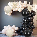 6Pcs Black White Foil Balloons,22Inch Sand White Black 4D Round Ball