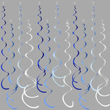 36 Pcs Blue Hanging Swirl Decorations Ombre Royal Blue White Felt