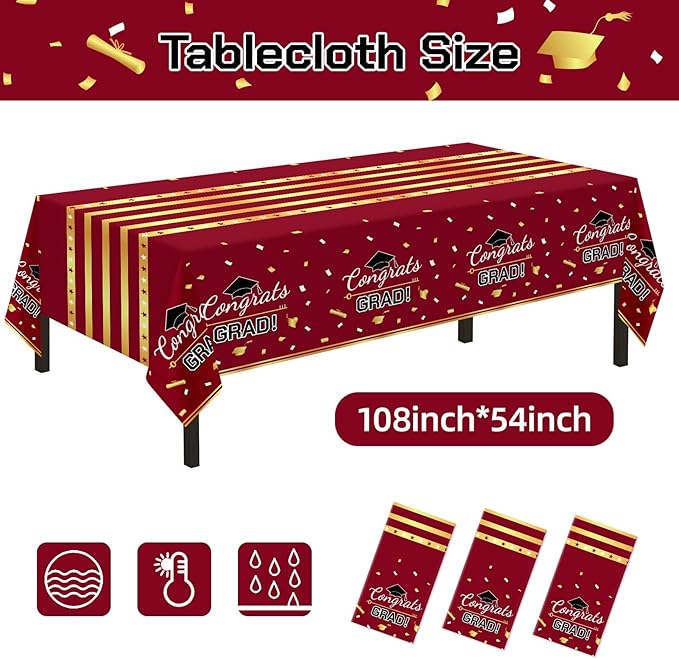 Childom 3 Pack Graduation Tablecloth,Graduation Decorations Class of #