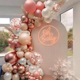 147PCS Rose Gold Balloon Garland Arch Kit Pearl Rose Gold Metallic