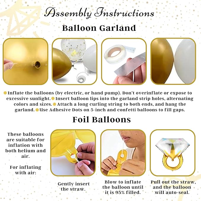248 Pc Premium Engagement Party Decorations Gold and White Bridal