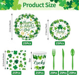 175 Pcs St Patrick's Day Tableware Set Serves 25 Green Lucky