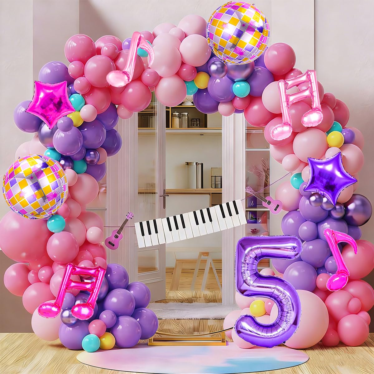 9Pcs Kpop Birthday Decorations - Kpop Music Balloons Hot Pink Mus 5