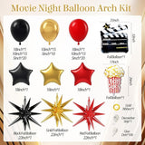 Movie Night Balloon Arch Garland Kit with Red Black and Gold Balloons