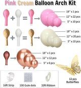 Pink Ivory Rose Gold Balloon Arch Kit Double Stuffed Light Pink