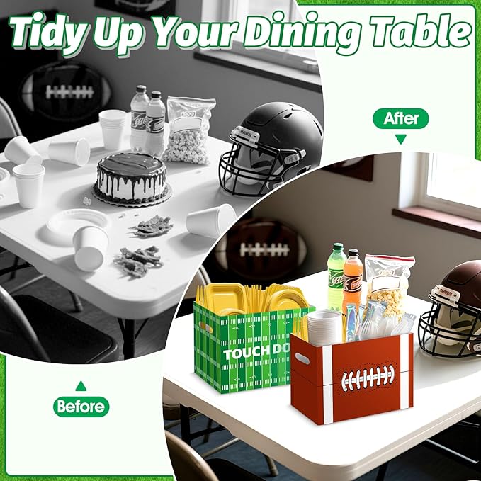 2PCS Football Utensil Holder Paper Utensil Caddy for Football Party