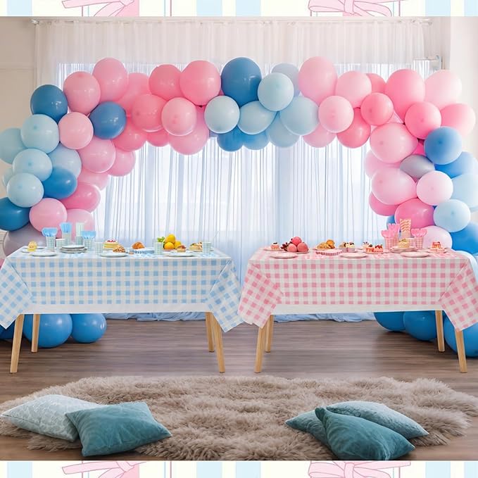 Funnymoom 452 Pcs Gender Reveal Gingham Party Decoration for 50, Pink