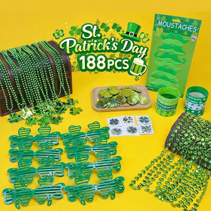 Max Fun 188Pcs St Patricks Day Accessories Party Favors Set Saint