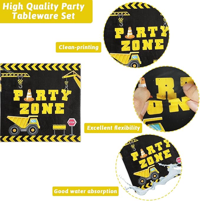 Construction Party Plates and Napkins Serves 50 Construction