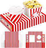 20 Pcs Movie Night Supplies Red Stripe Movie Night Paper Snack Trays