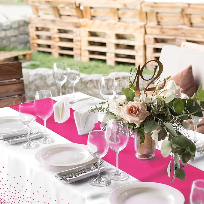 MASHAN 8Pack Disposable Plastic Party Tablecloths & Satin Table