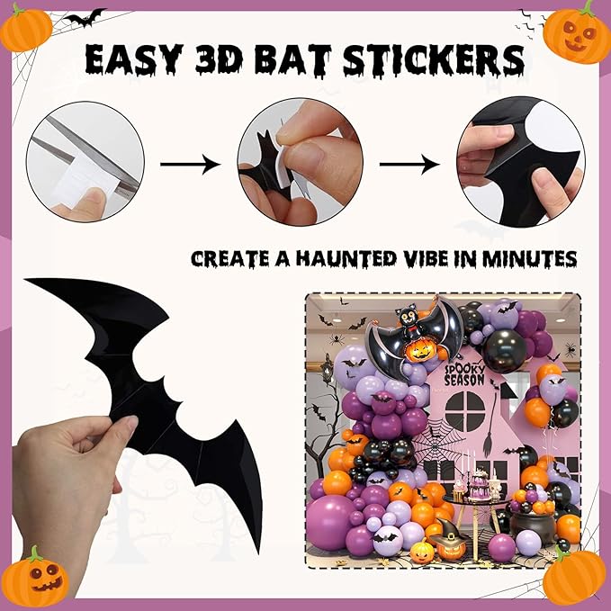Halloween Balloon Arch Garland Pink Purple Balloons with Star Cute