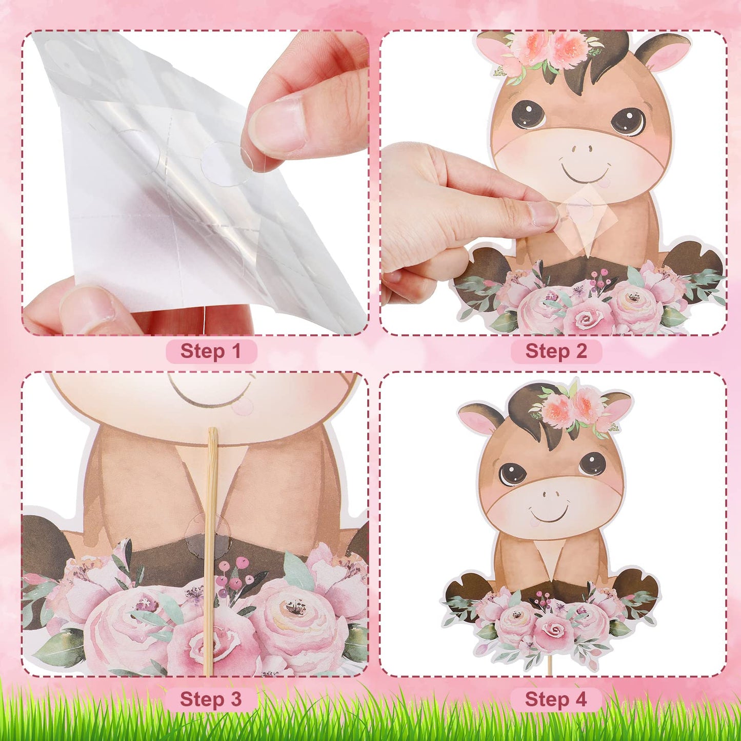 Hotop 30 Pcs Farm Animal Centerpiece Sticks Floral Animals Table