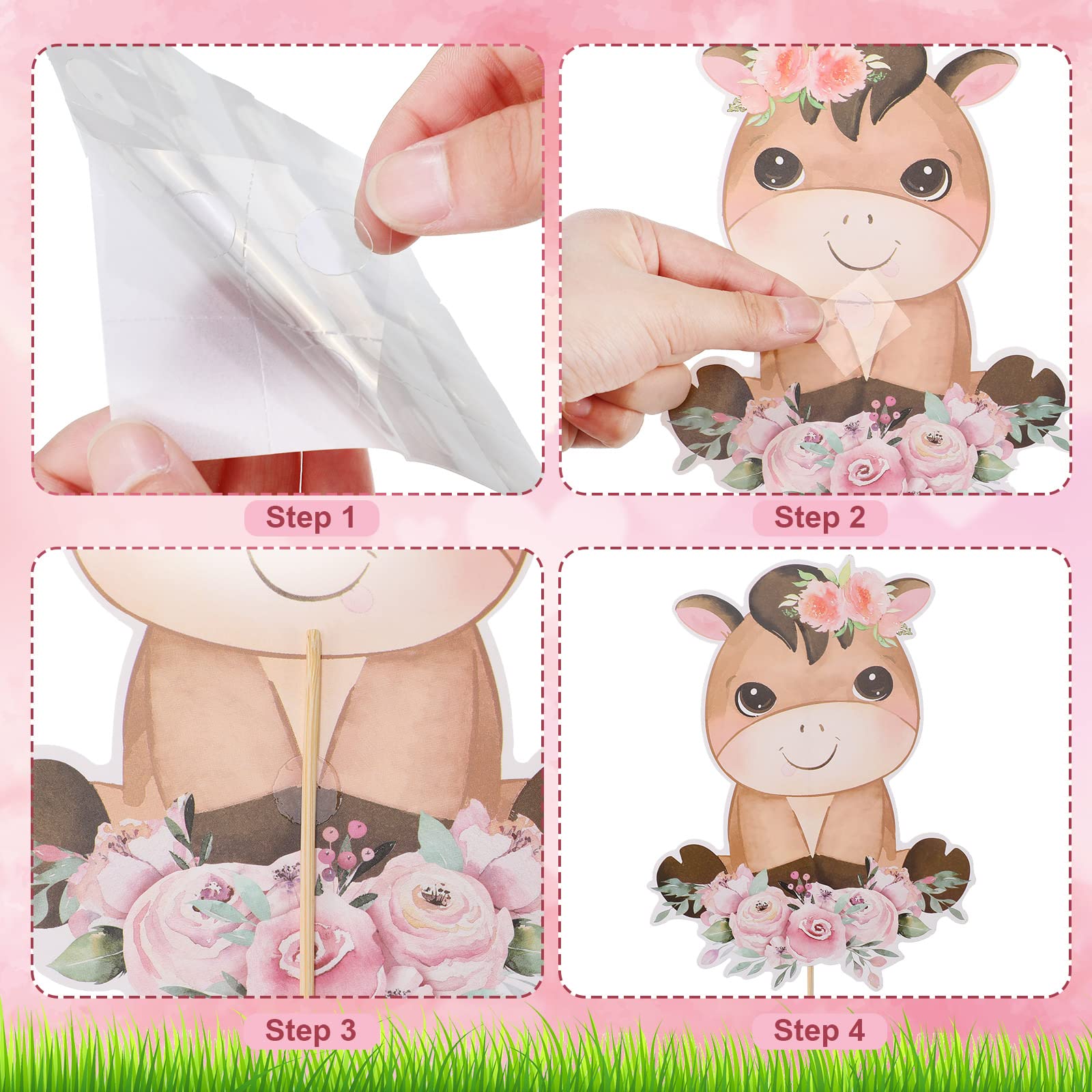 Hotop 30 Pcs Farm Animal Centerpiece Sticks Floral Animals Table