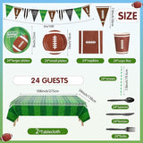195 Pcs Football Party Supplies 24 Guest Disposable Dinnerware with