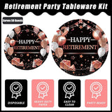 200Pcs Retirement Party Plates and Napkins Set Rose Gold Happy