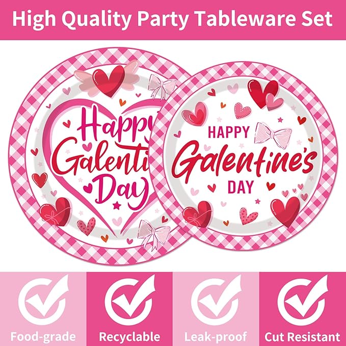 96PCS Galentine's Day Plates and Napkins Party Supplies Galentine's