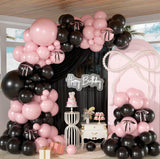 HILAVO Pink and Black Balloons Arch Kit Bow Balloon Garland Coquette