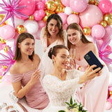 137Pcs Pink and Gold Balloons Garland Arch Kit with Stars - 5 10 12