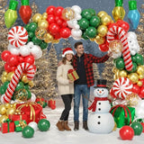 164Pcs Christmas Balloon Arch Garland Kit Xmas Red White Green Gold