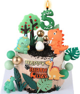 Dinosaur Cake Decorations Set with Dinosaur Leaves Grasses