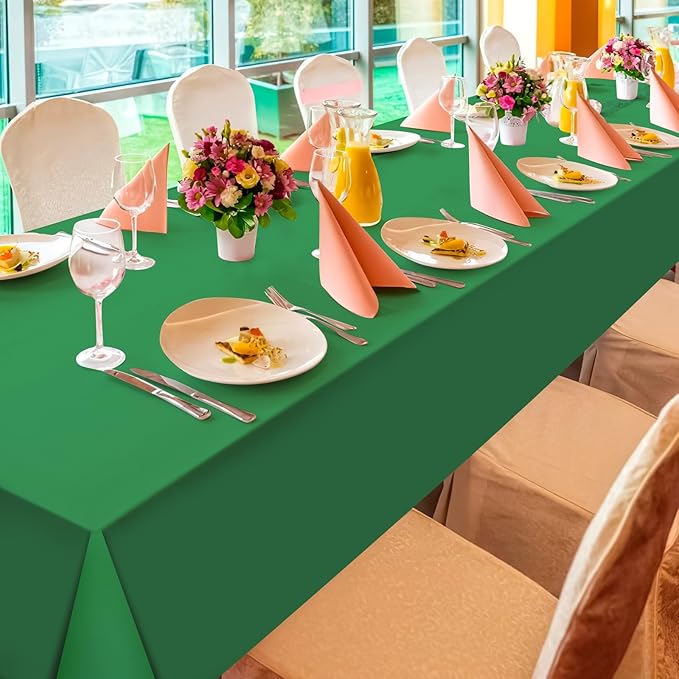 6Pcs Green Tablecloths for Rectangle Tables,Disposable Plastic Table