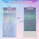 Iridescent Clear Tinsel Curtain Backdrop, 3.28 x 8ft Extra Long