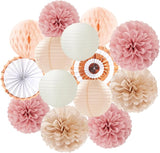 Pink Champagne Beige Rose Gold Boho Party Decorations 14Pcs Women