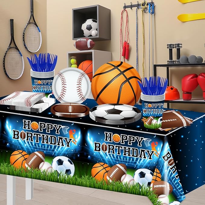 Sports Birthday Party Decorations 142Pcs Sports Theme Plates and