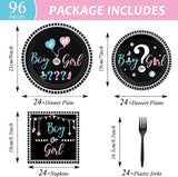 96 Pieces Gender Reveal Party Plates Boy or Girl Theme Party