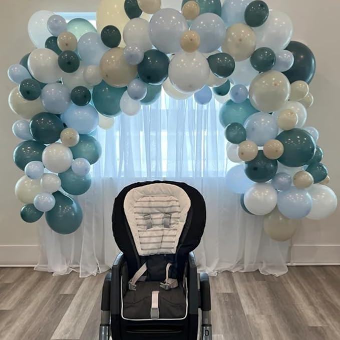 Blue White Balloons Dusty Blue White Beige Balloons 60PCS 12INCH