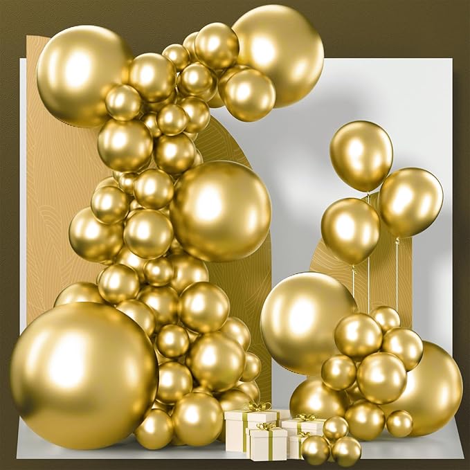 PartyWoo Gold Balloons 100pcs Different Sizes of 36 18 12 10 5 Inch