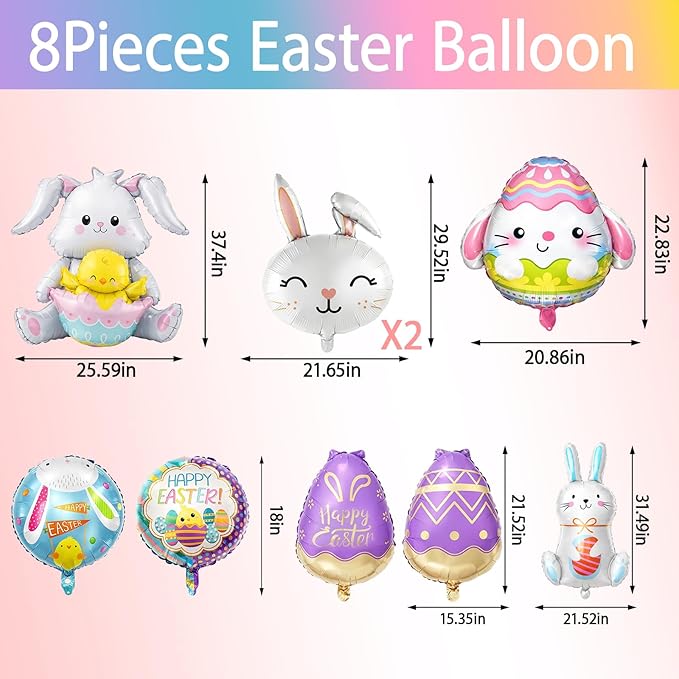 Easter Balloons Easter Party Decorations with Bunny Decor and Easter