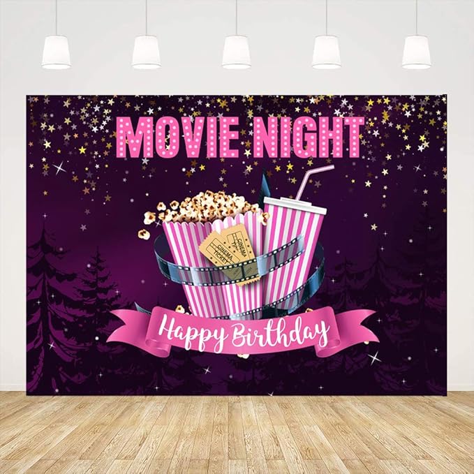 7x5ft Cinema Movie Night Theme Photography Backdrop for Birthday